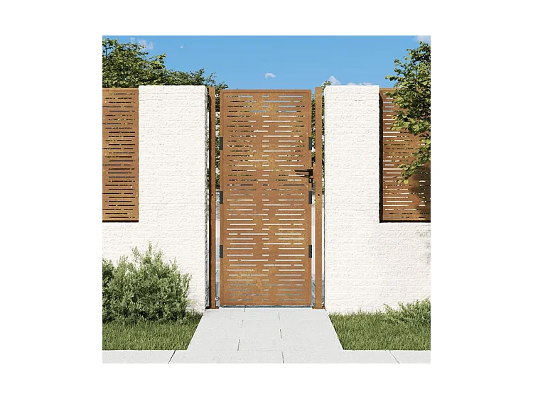 Portail de jardin 105x205 acier corten conception de carré