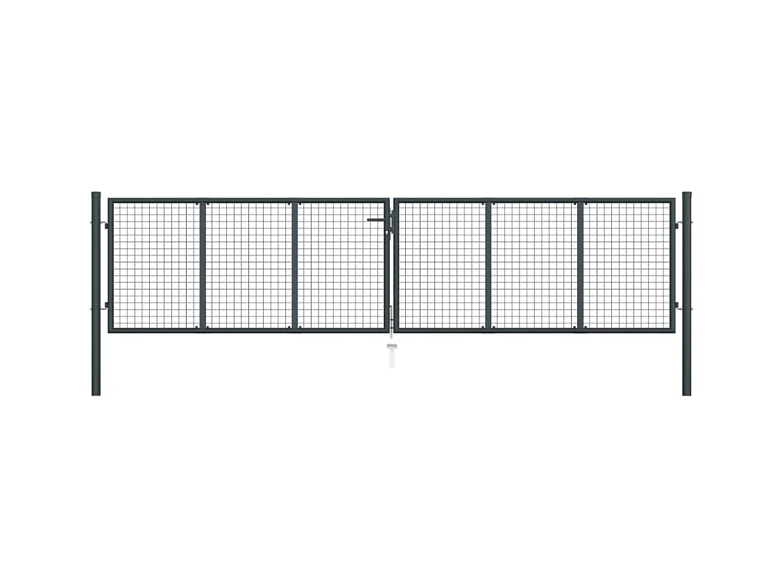 Portail en maille de jardin Acier galvanisé 400x125 Gris 2