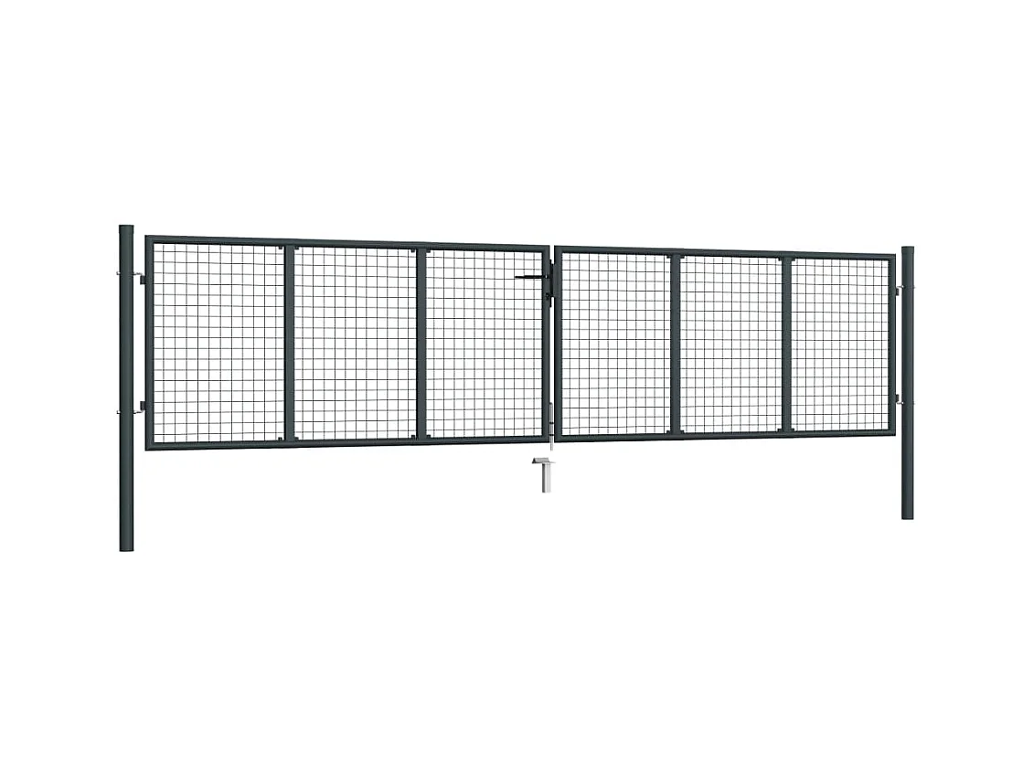 Portail en maille de jardin Acier galvanisé 400x125 Gris 2