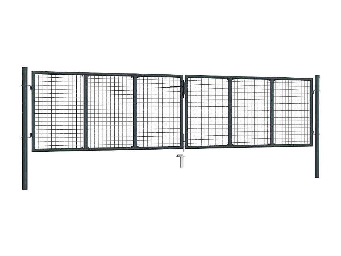 Portail en maille de jardin Acier galvanisé 400x125 Gris 2