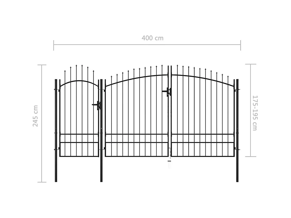 Portail de jardin Acier 2,45 x 4 m Noir