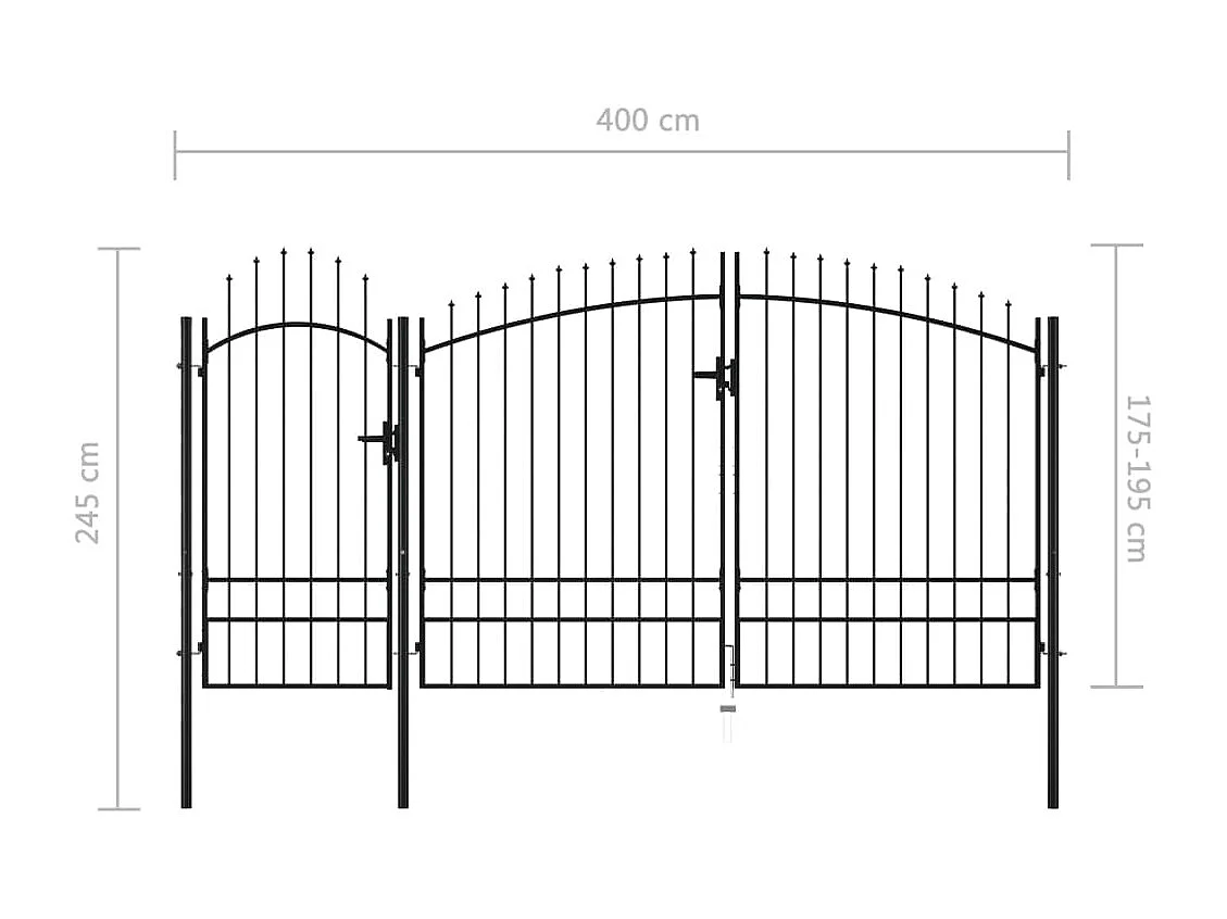 Portail de jardin Acier 2,45 x 4 m Noir