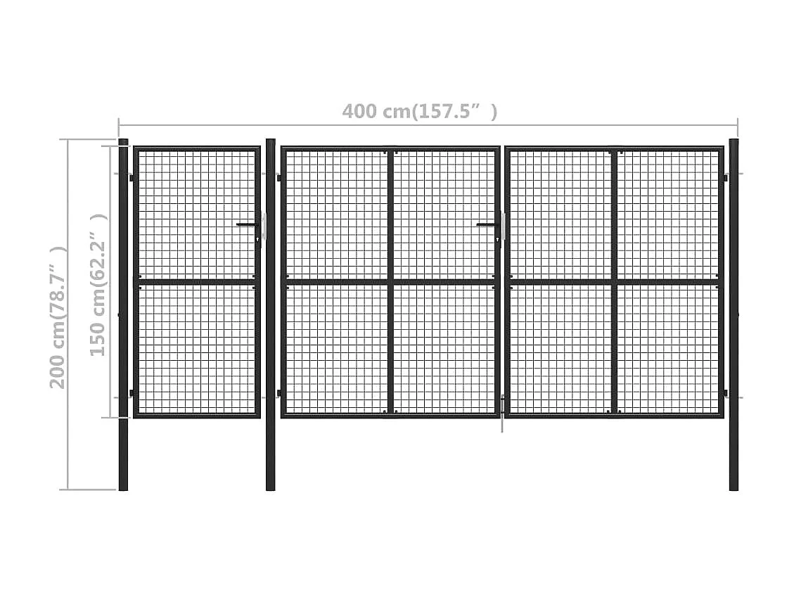 Portail de jardin Acier 400x150 Anthracite