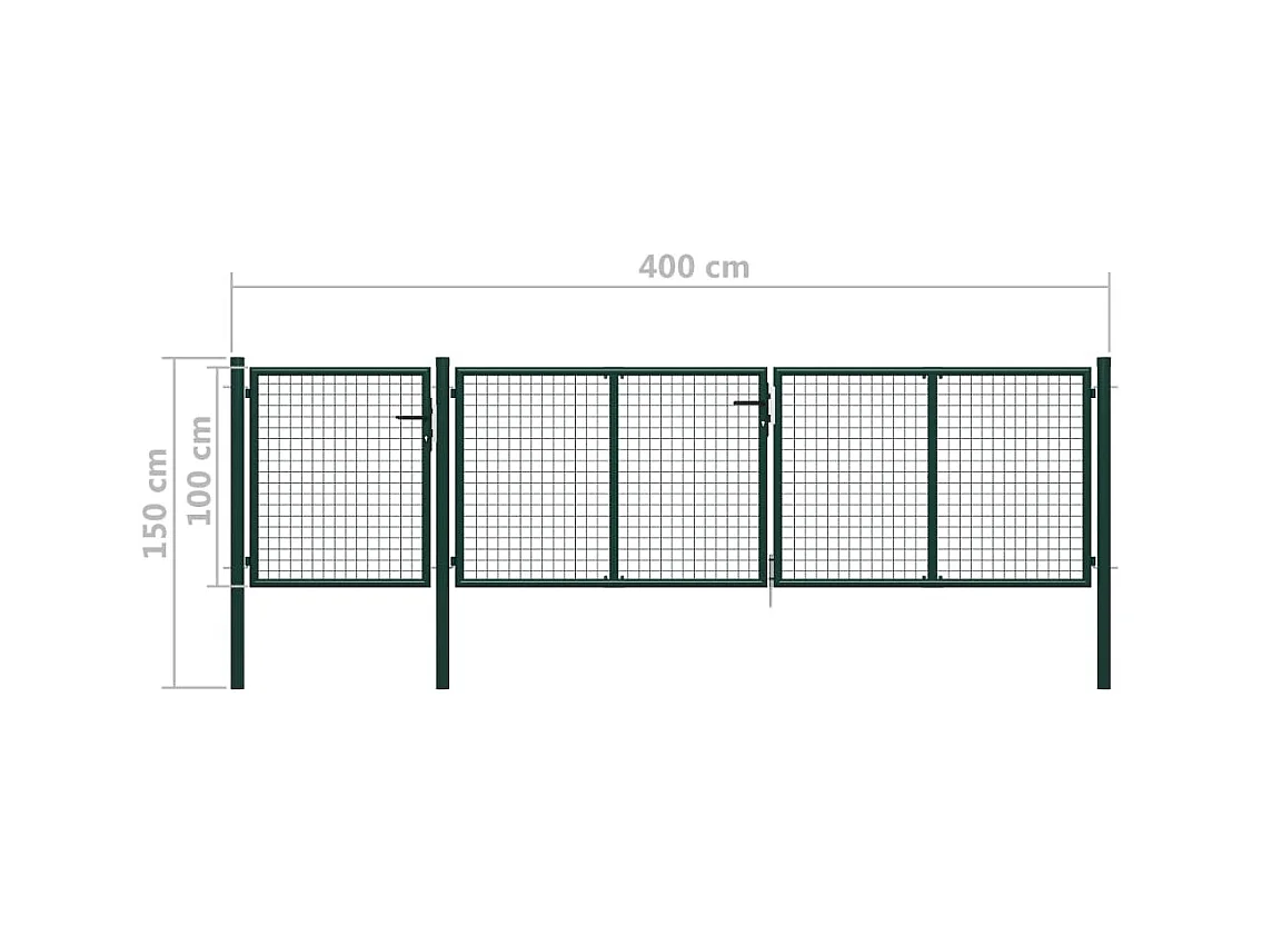 Portail de jardin Acier 400x100 Vert 2