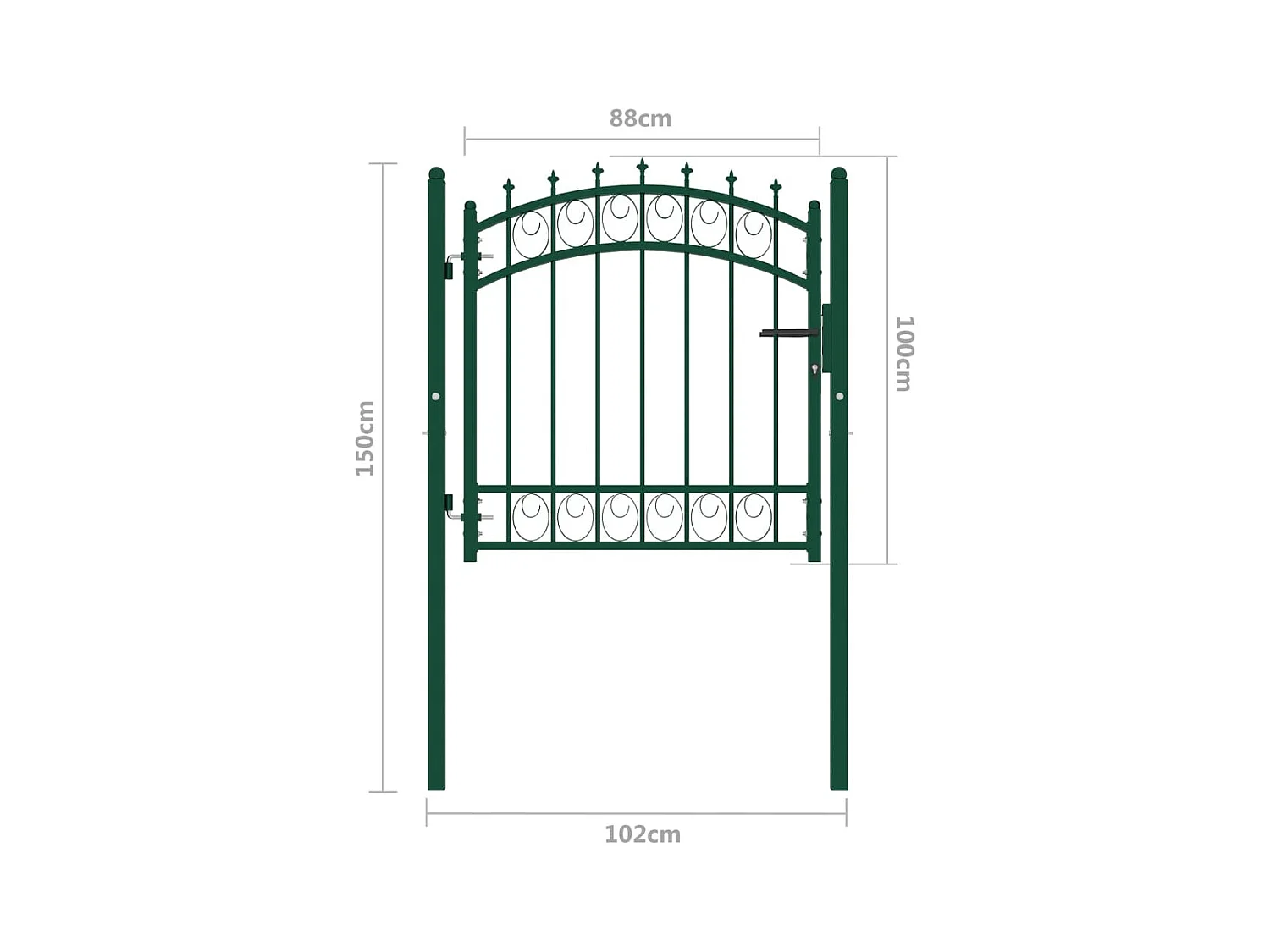 Portail de clôture avec pointes Acier 100x100 Vert