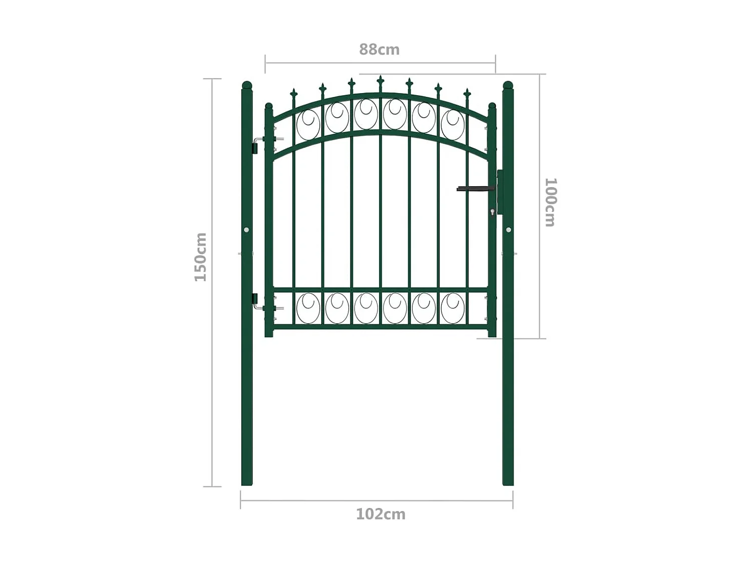 Portail de clôture avec pointes Acier 100x100 Vert