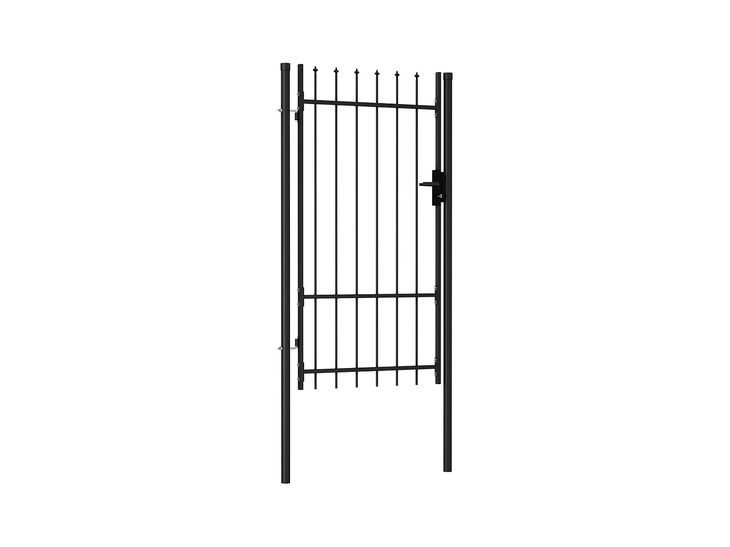 Portillon simple porte avec dessus à pointe Acier 1x1,75 m Noir