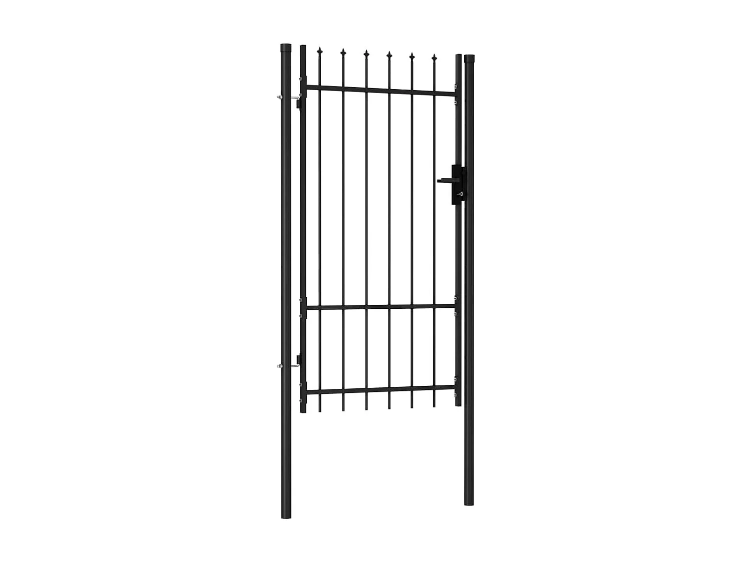 Portillon simple porte avec dessus à pointe Acier 1x1,75 m Noir