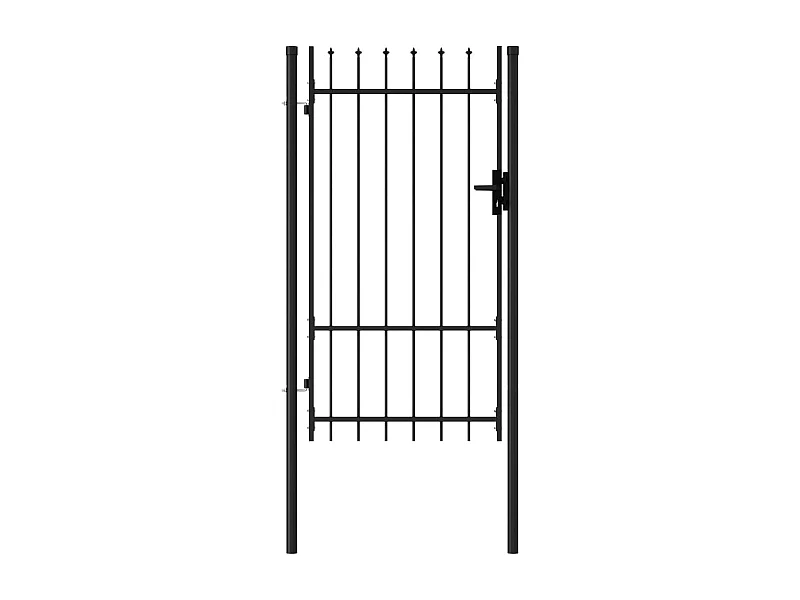 Portillon simple porte avec dessus à pointe Acier 1x1,75 m Noir