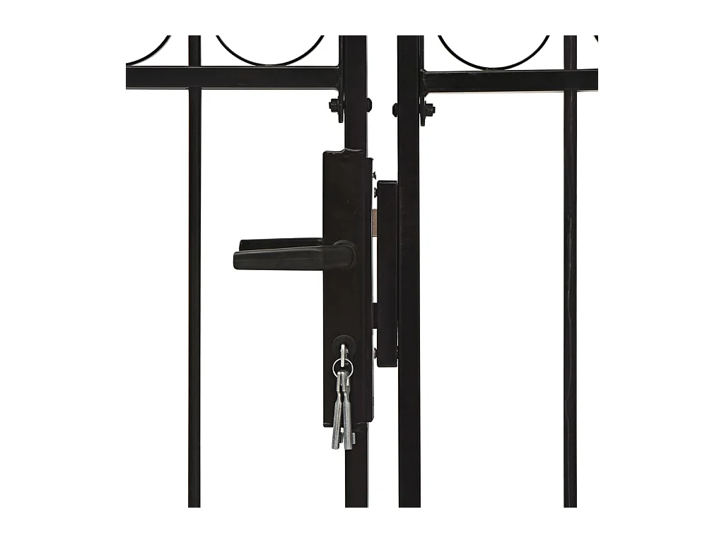 Portillon double porte avec dessus arqué Acier 400x200 Noir