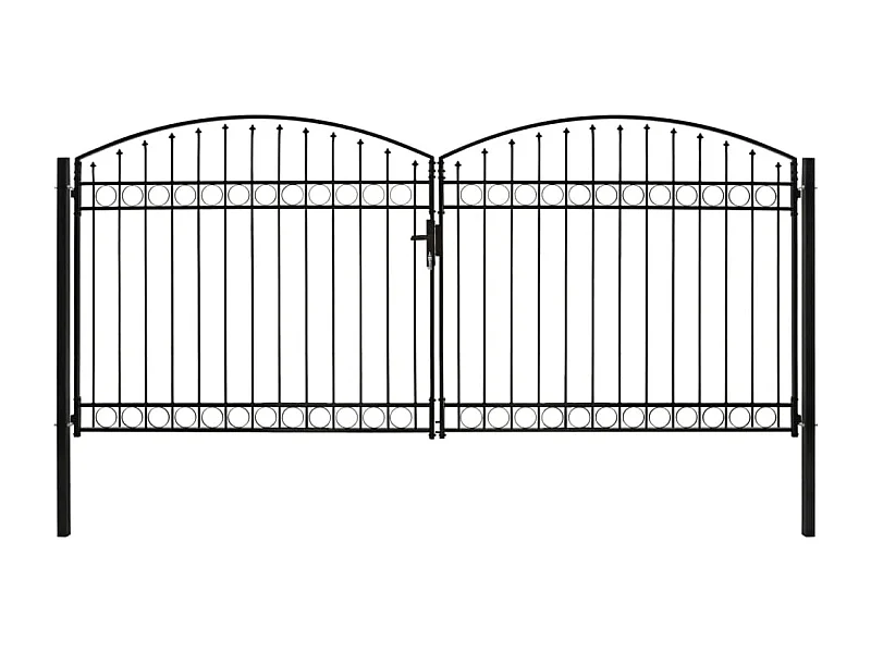 Portillon double porte avec dessus arqué Acier 400x200 Noir