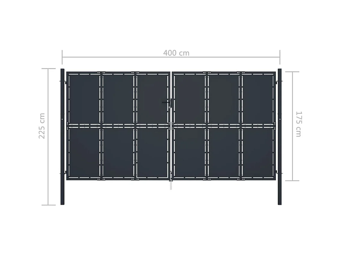 Portail de jardin Acier 400x175 Anthracite 2