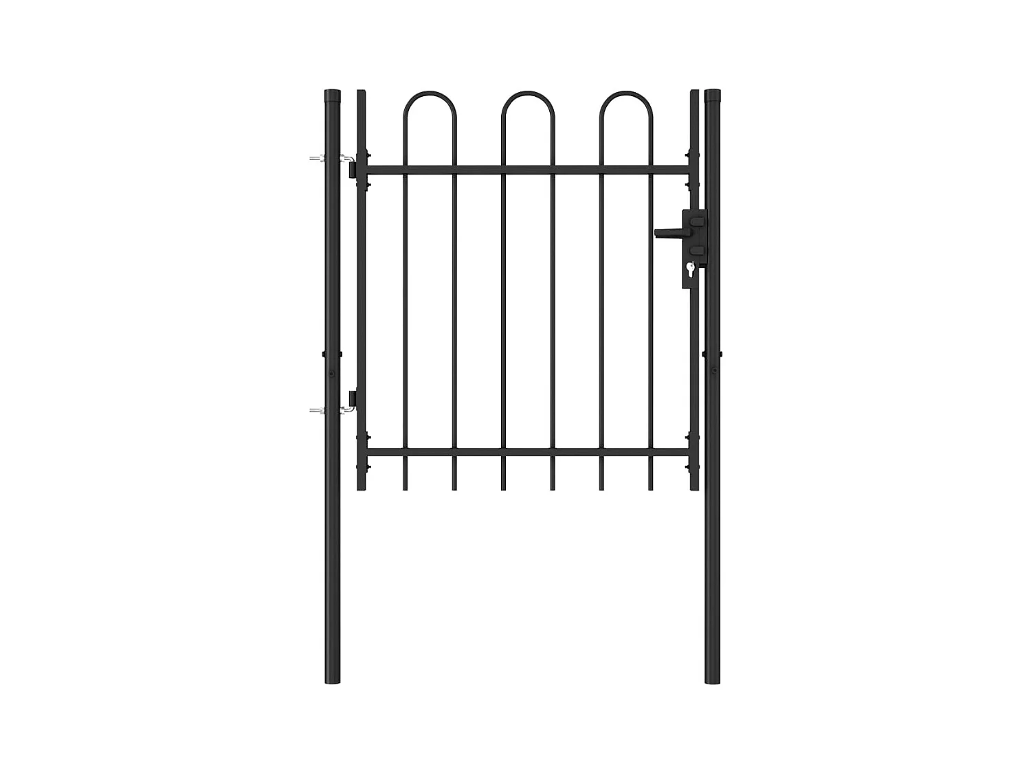 Portillon simple porte avec dessus arqué Acier 1x1 m Noir