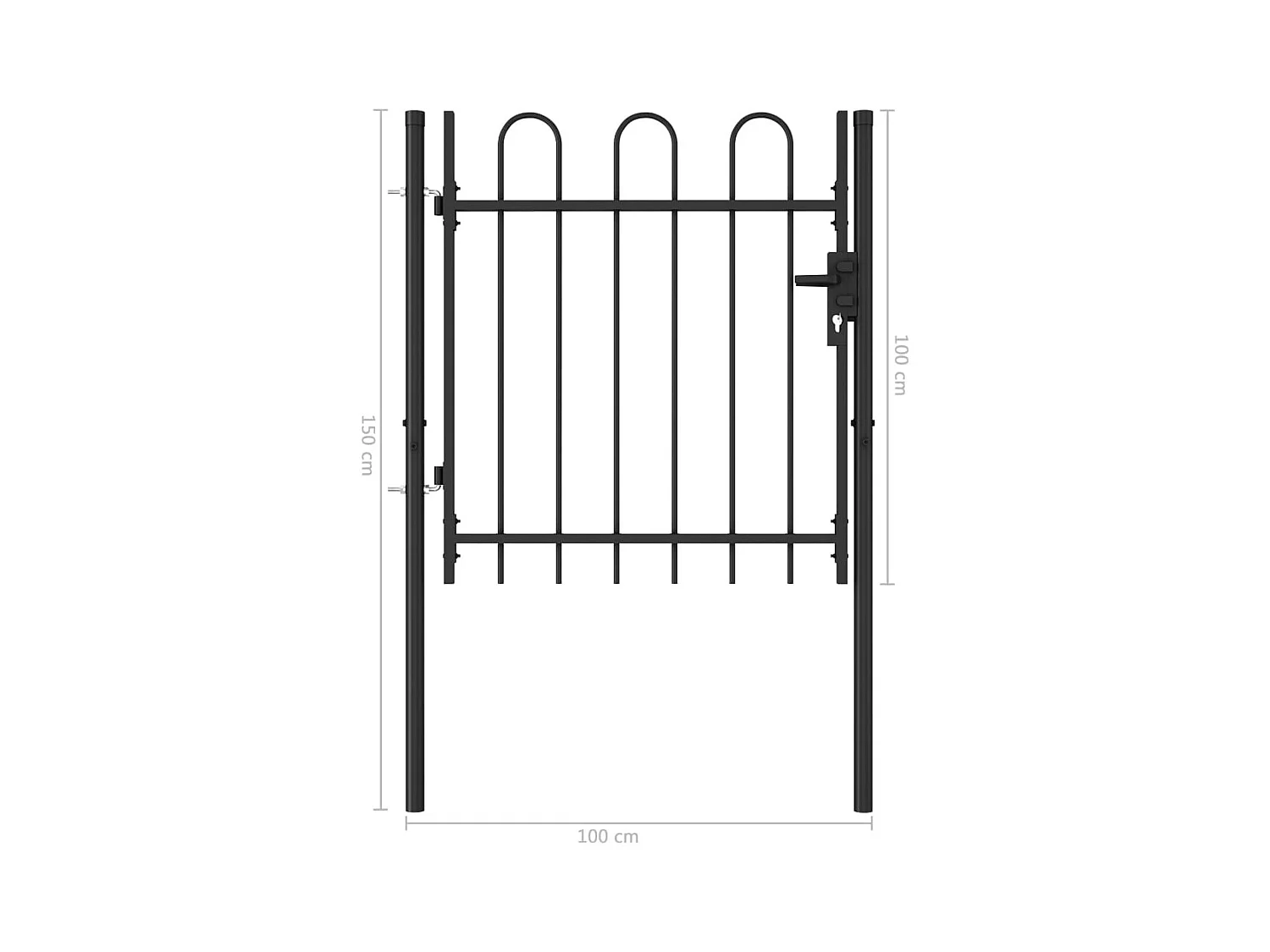 Portillon simple porte avec dessus arqué Acier 1x1 m Noir