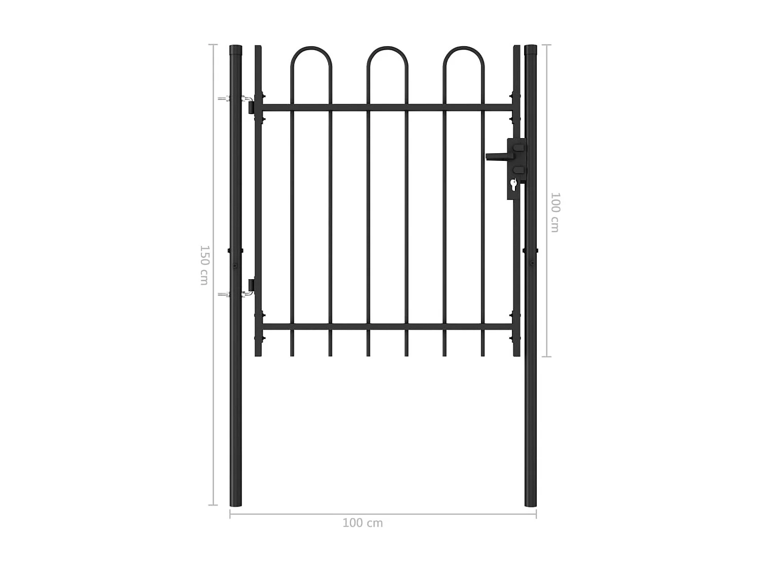 Portillon simple porte avec dessus arqué Acier 1x1 m Noir