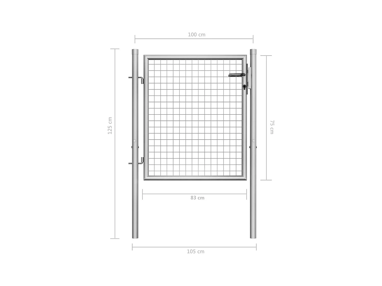 Porte de jardin Acier galvanisé 105x125 Argenté