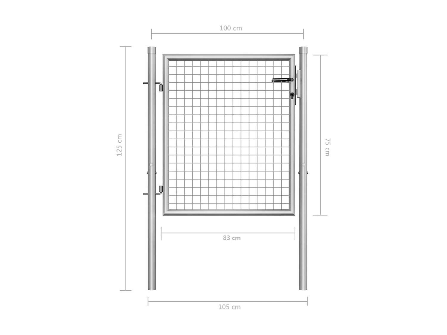 Porte de jardin Acier galvanisé 105x125 Argenté