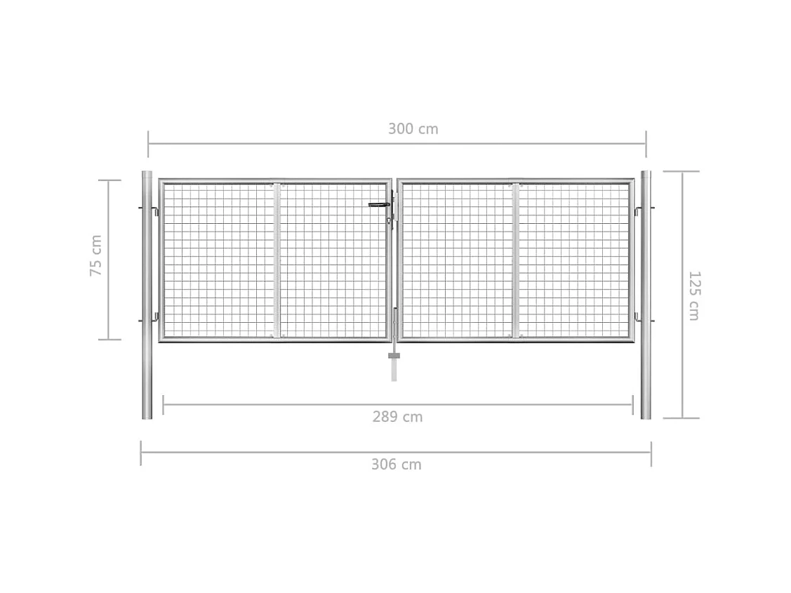 Porte de jardin Acier galvanisé 306x125 Argenté