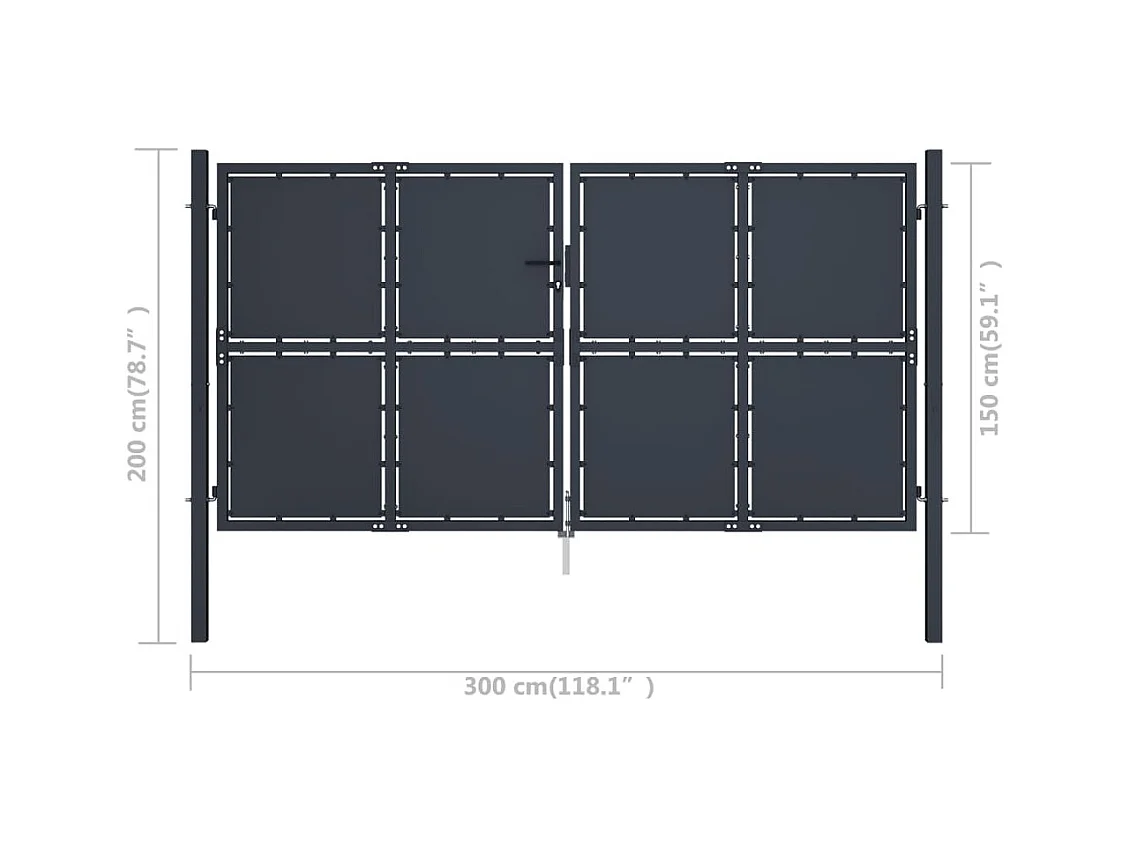 Portail de jardin Acier 300x150 Anthracite
