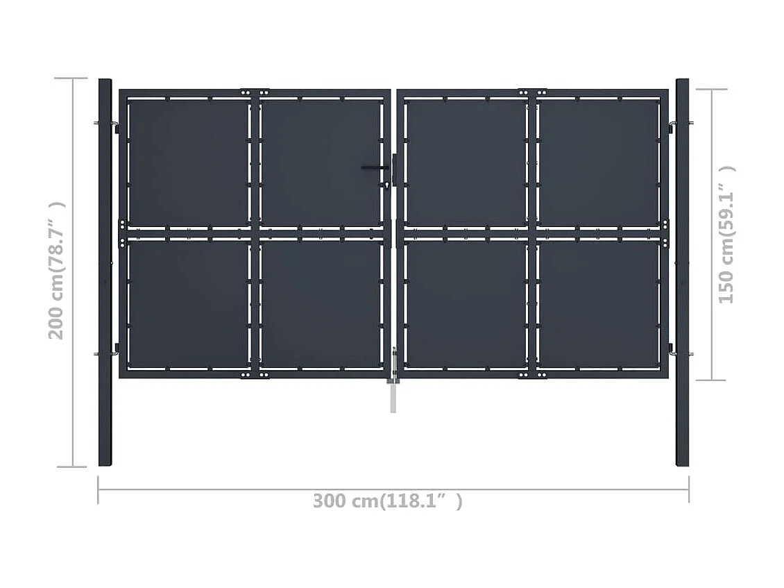 Portail de jardin Acier 300x150 Anthracite