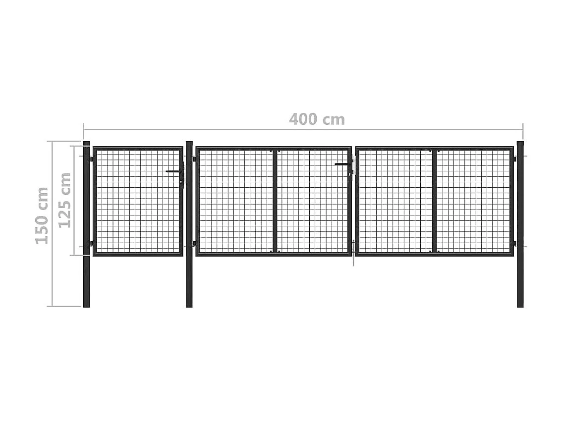 Portail de jardin Acier 400x100 Anthracite 2
