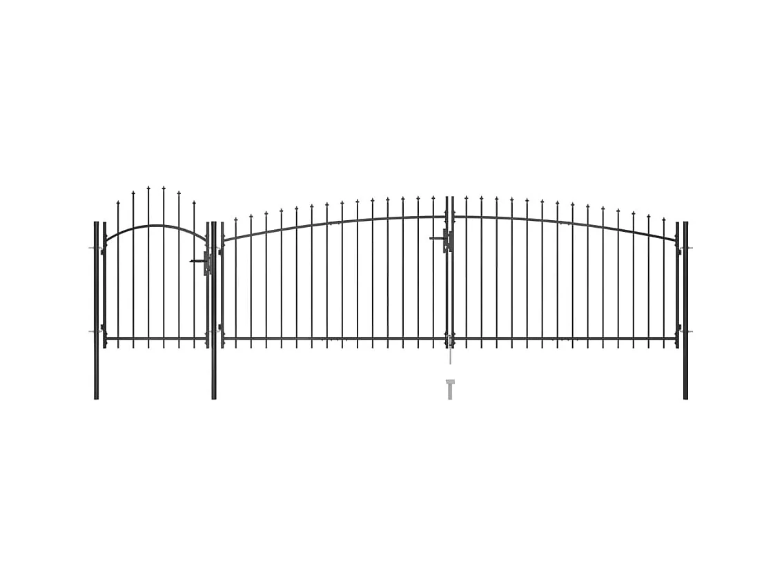 Portail de clôture de jardin avec dessus en lance 5x1,75 m Noir
