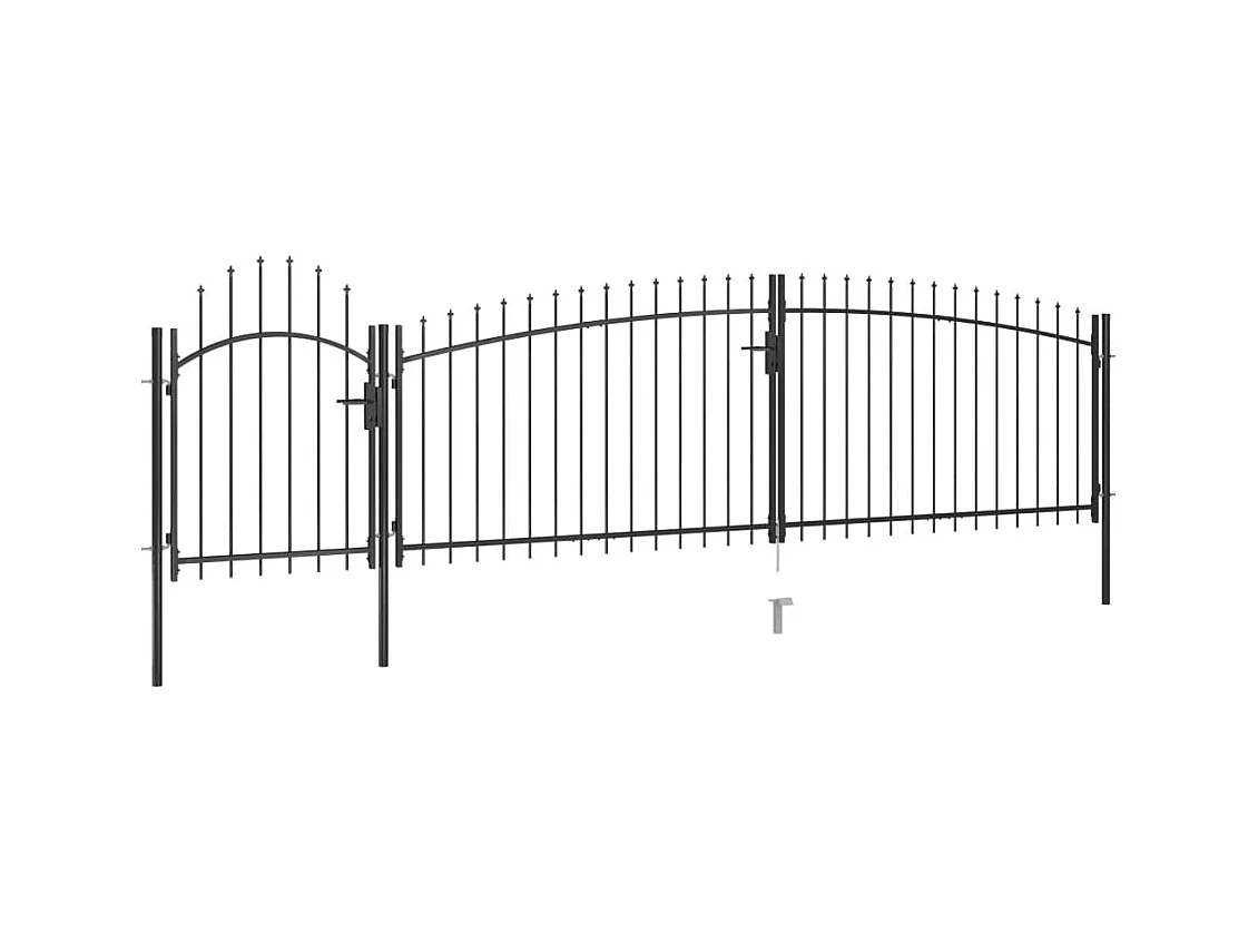 Portail de clôture de jardin avec dessus en lance 5x1,75 m Noir