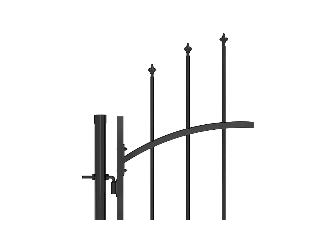 Portail de clôture de jardin avec dessus en lance 5x1,75 m Noir