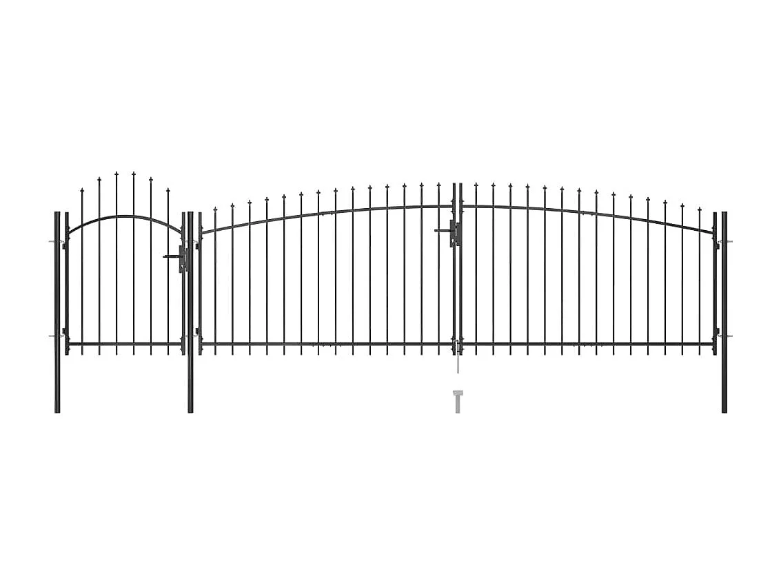 Portail de clôture de jardin avec dessus en lance 5x1,75 m Noir