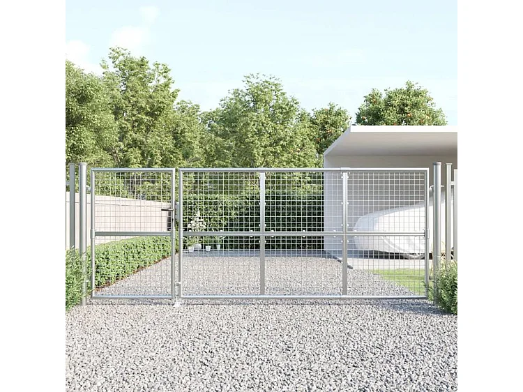 Portal de jardin maille argenté 350x175 acier galvanisé