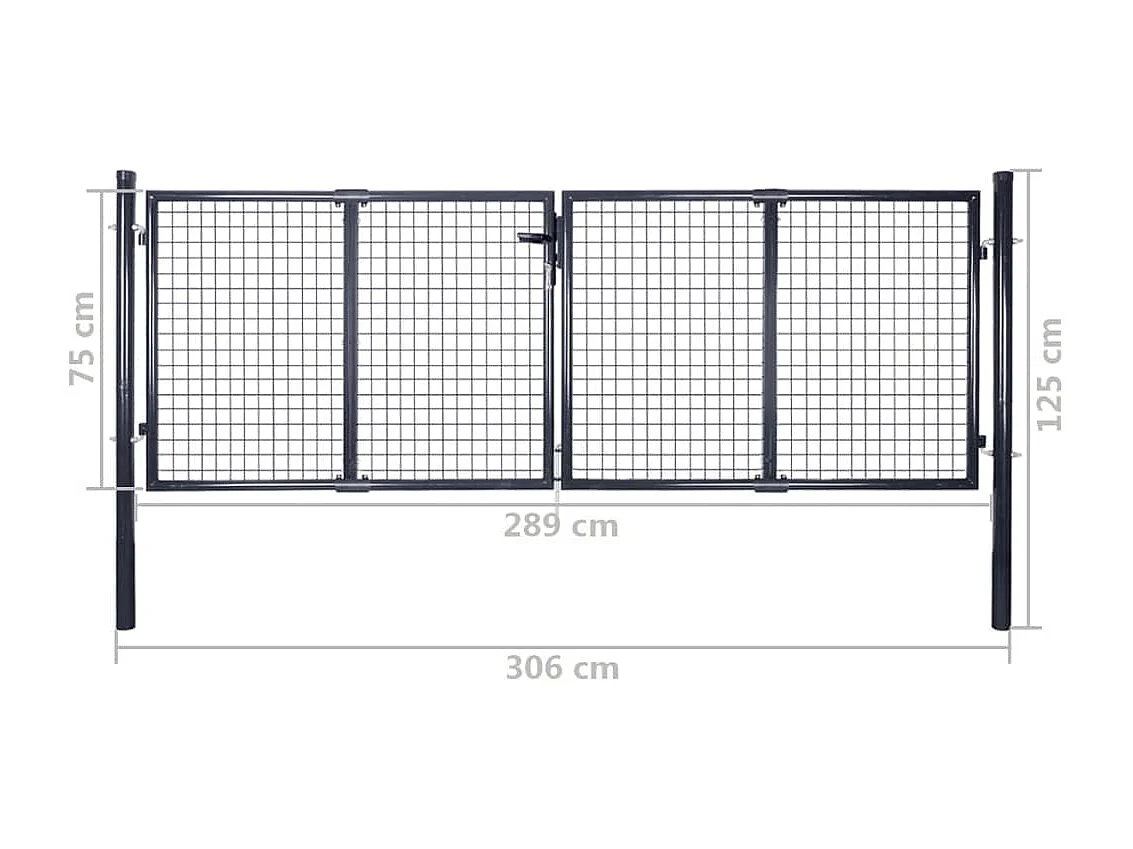Portail en maille de jardin Acier galvanisé 289x75 Gris
