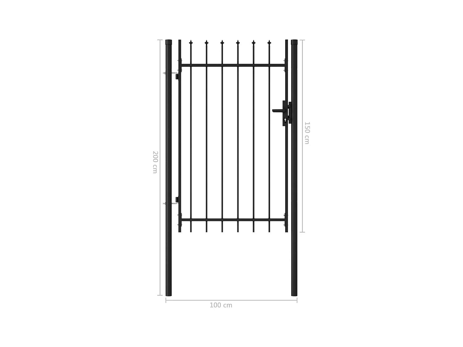 Portillon simple porte avec dessus à pointe Acier 1x1,5 m Noir