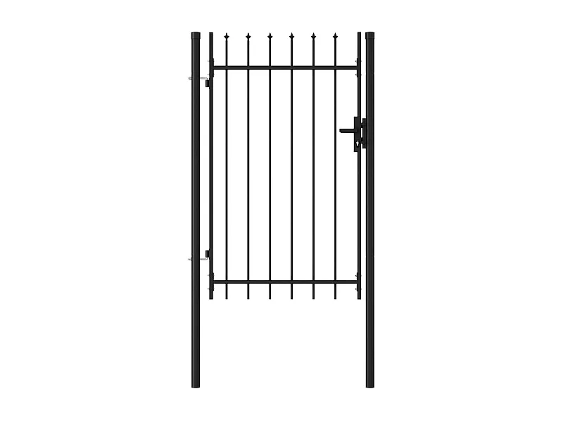 Portillon simple porte avec dessus à pointe Acier 1x1,5 m Noir