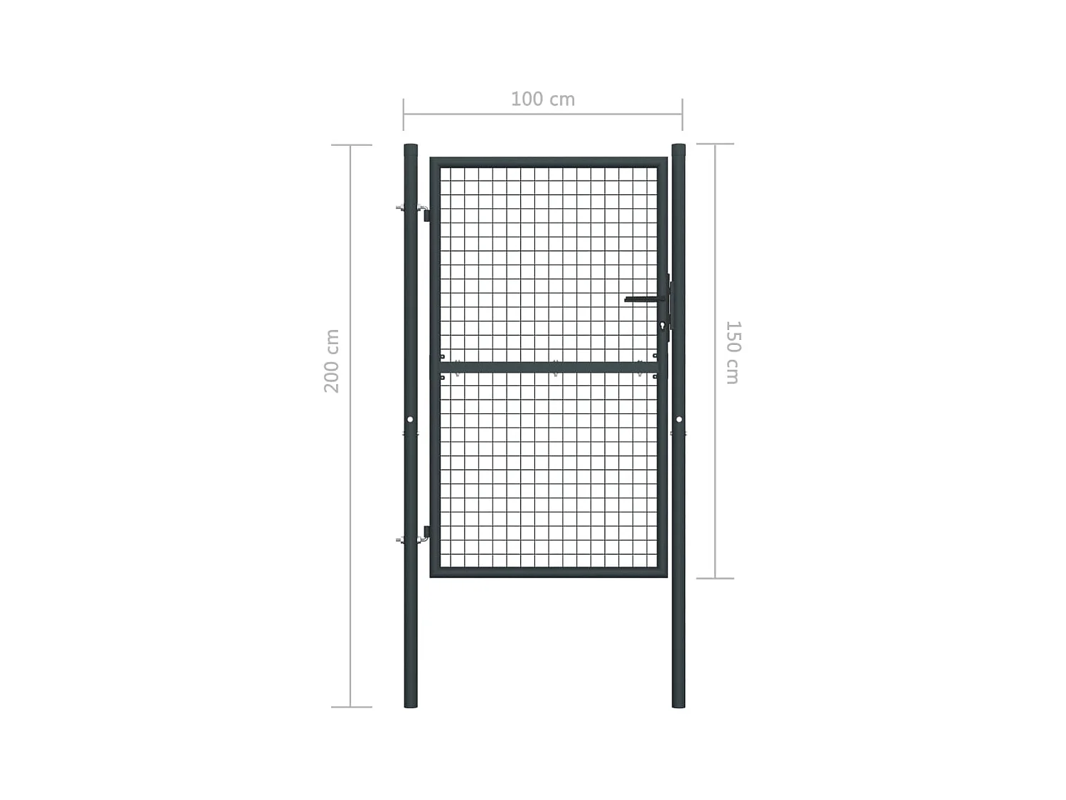 Portail en maille de jardin Acier galvanisé 100x200 Gris