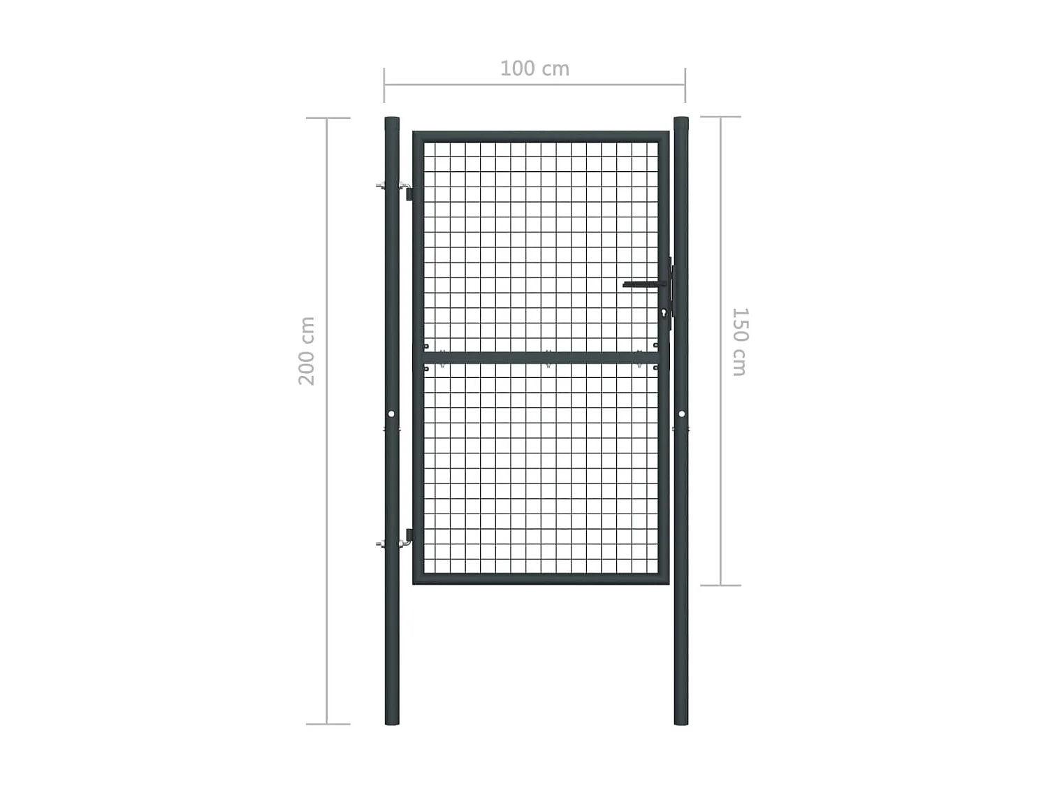 Portail en maille de jardin Acier galvanisé 100x200 Gris