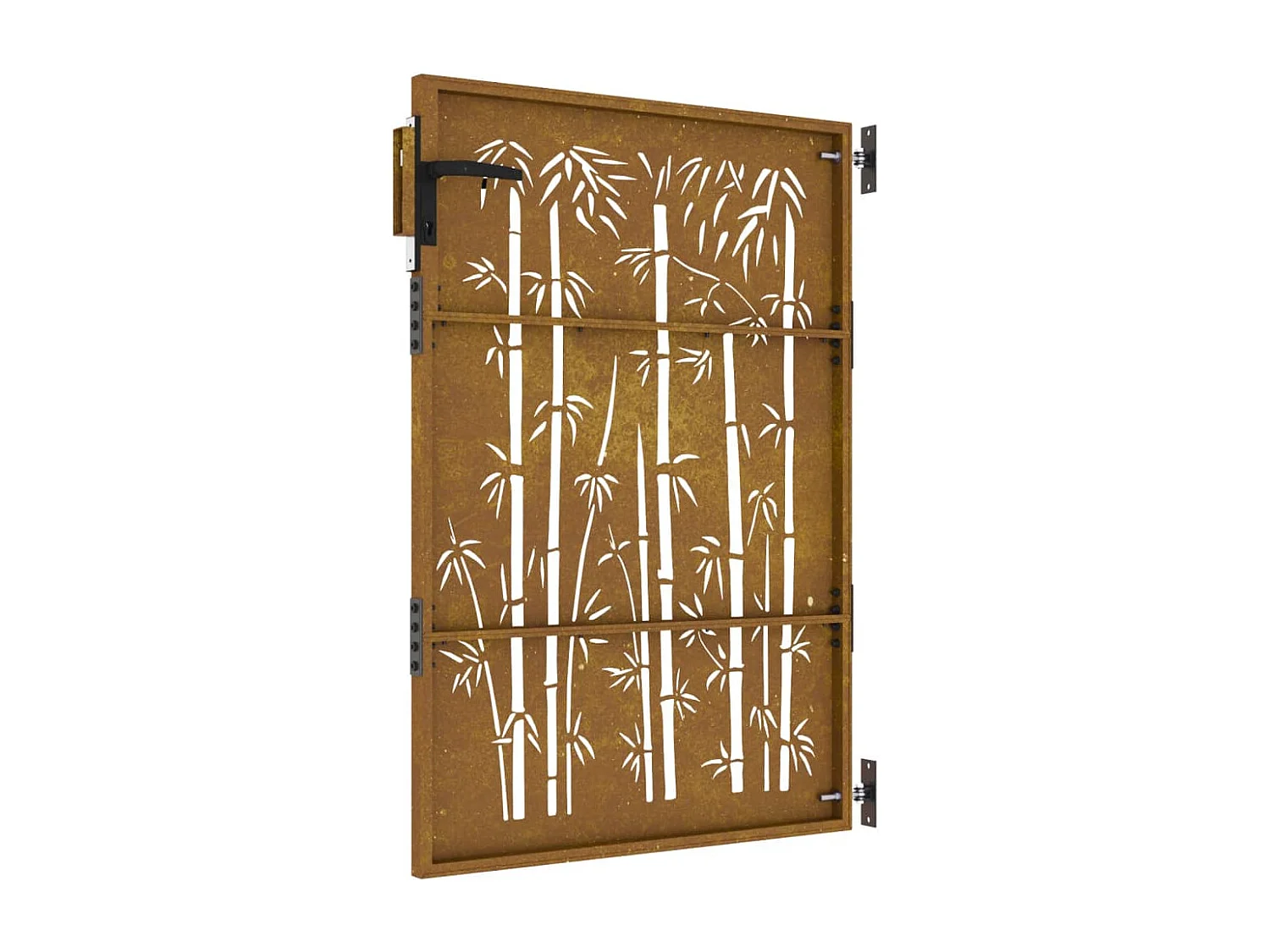 Portail de jardin 85x125 acier corten design de bambou