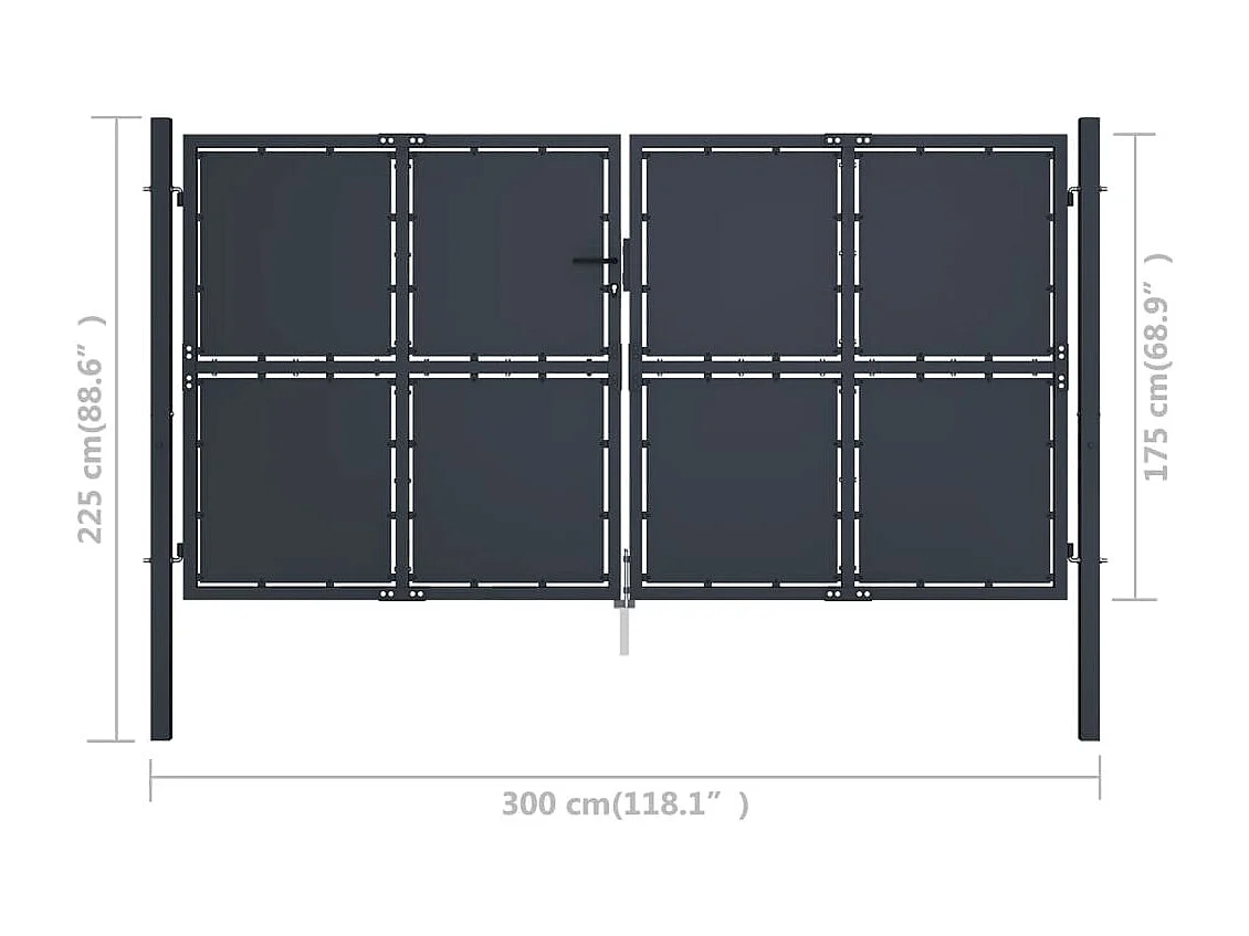 Portail de jardin Acier 300x175 Anthracite