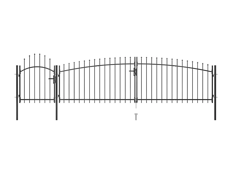 Portail de clôture de jardin avec dessus en lance 5x1,5 m Noir
