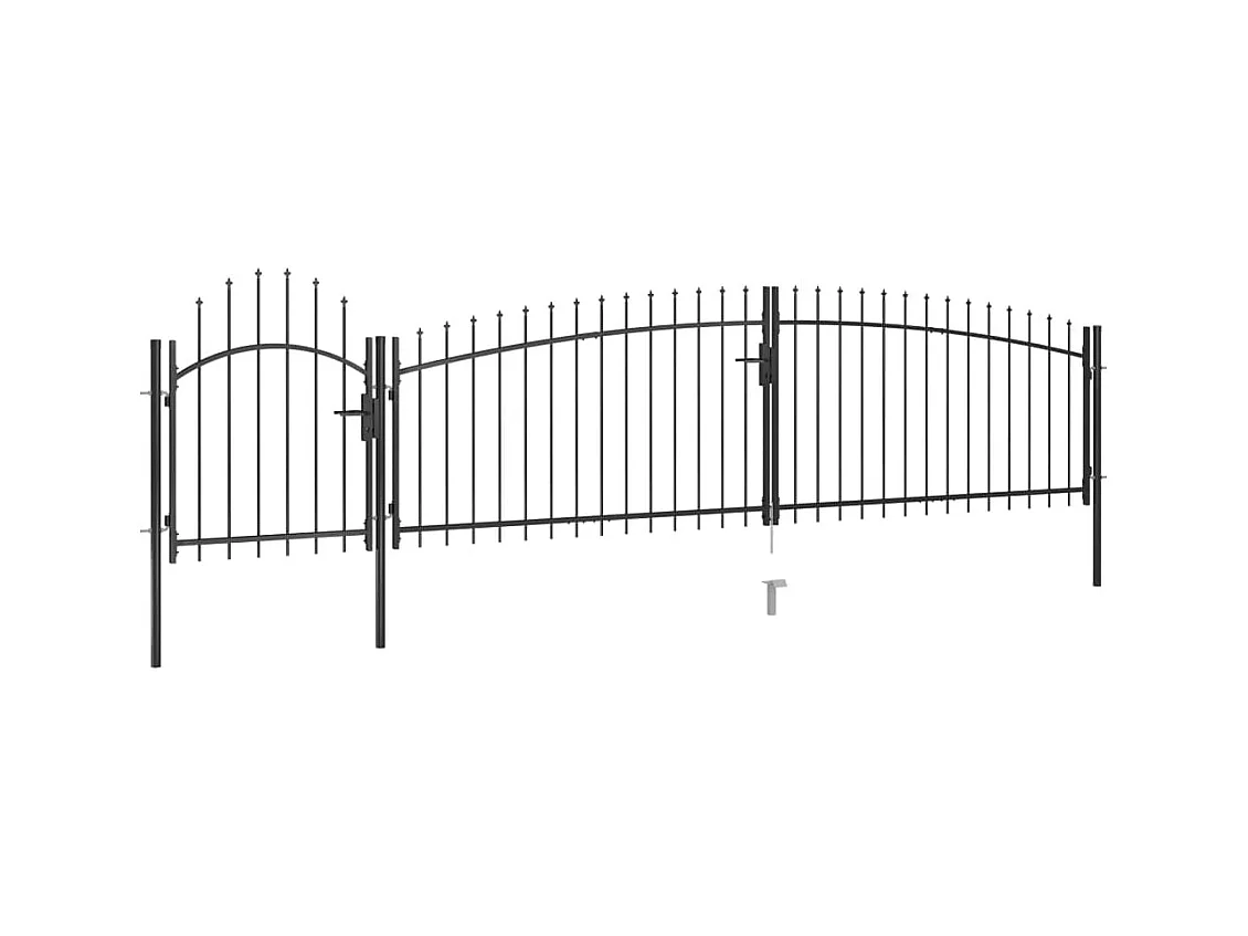 Portail de clôture de jardin avec dessus en lance 5x1,5 m Noir