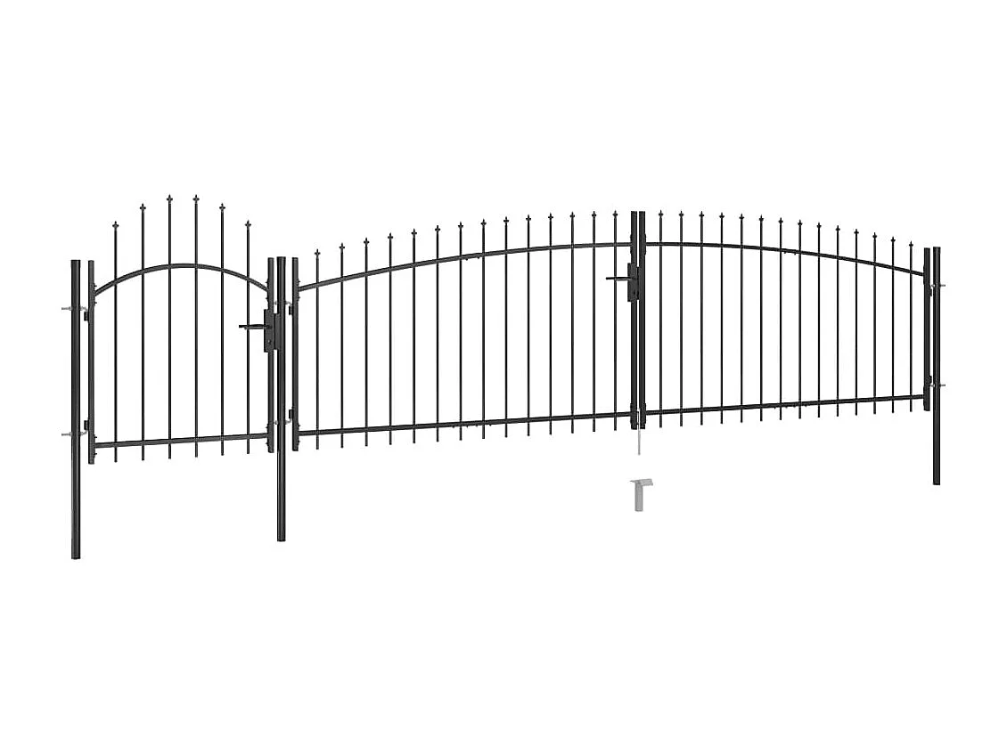 Portail de clôture de jardin avec dessus en lance 5x1,5 m Noir