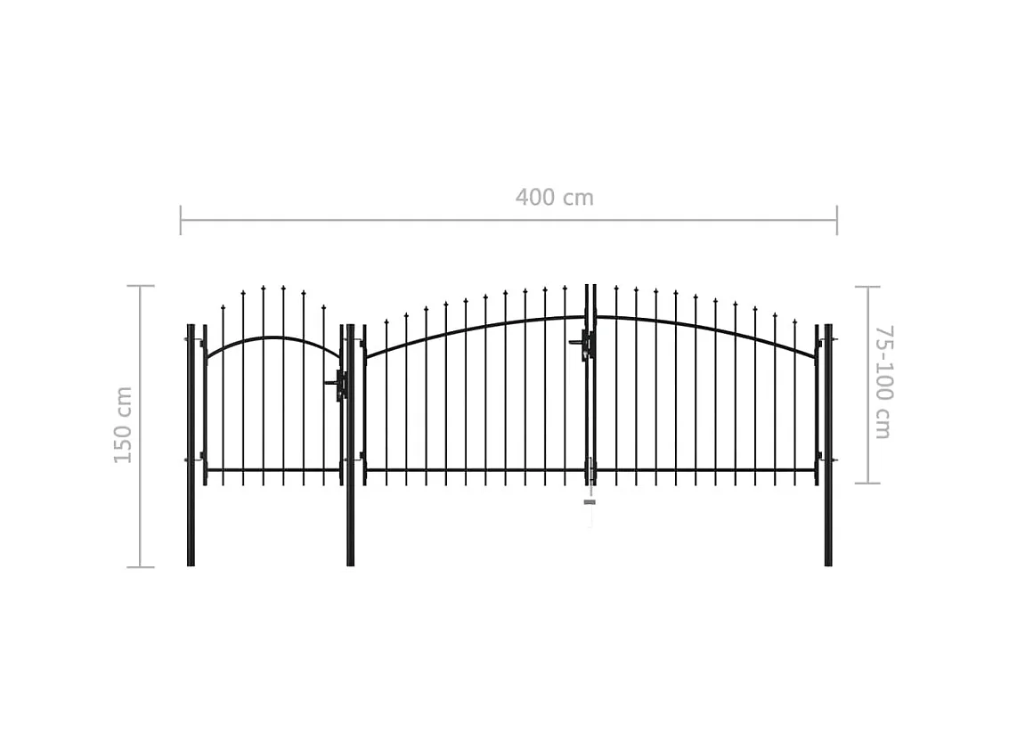 Portail de jardin Acier 1,5 x 4 m Noir