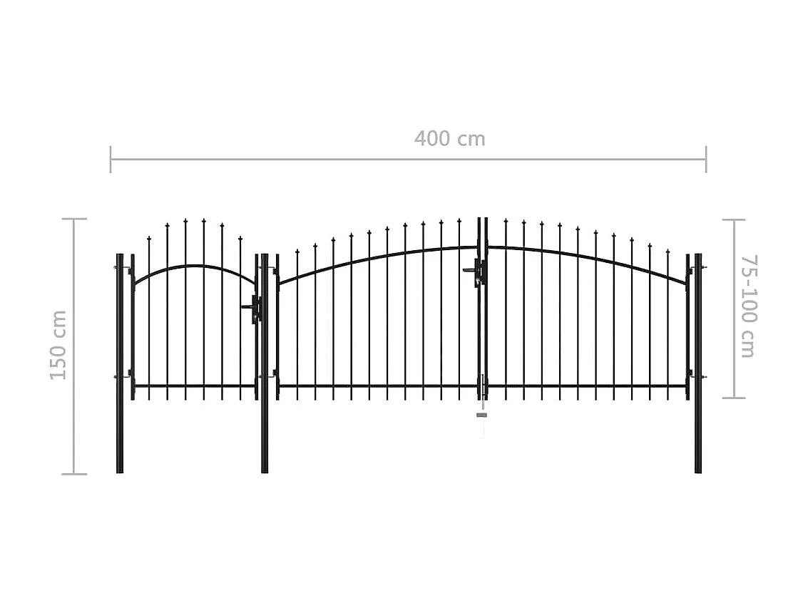 Portail de jardin Acier 1,5 x 4 m Noir