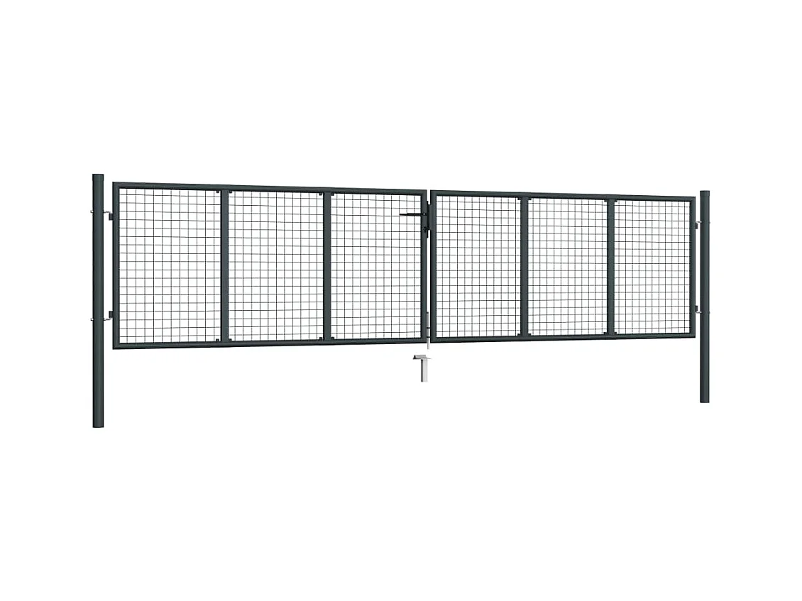 Portail en maille de jardin Acier galvanisé 400x150 Gris