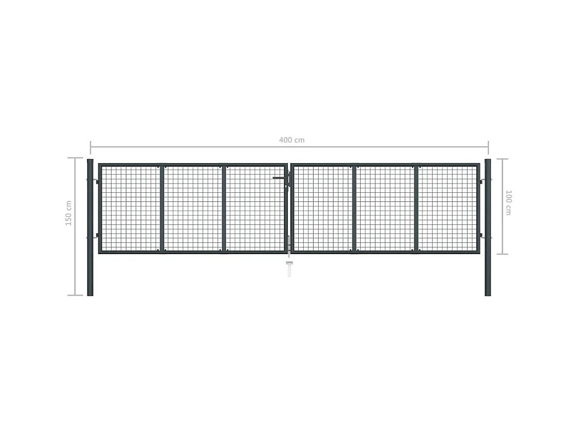 Portail en maille de jardin Acier galvanisé 400x150 Gris