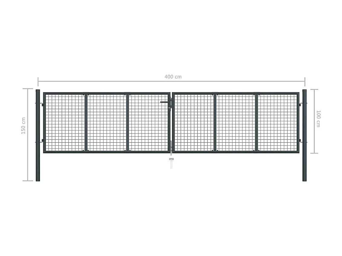 Portail en maille de jardin Acier galvanisé 400x150 Gris