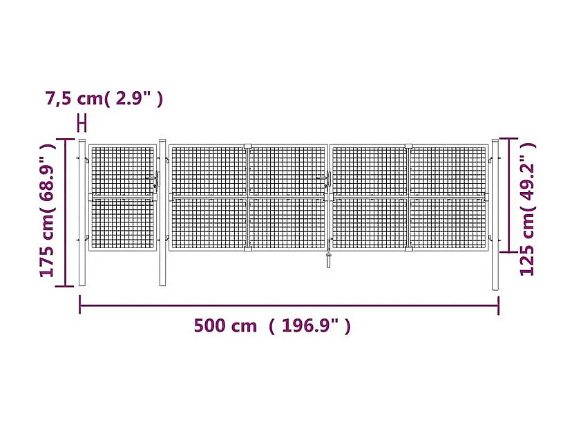 Portal de jardin maille argenté 500x175 acier galvanisé
