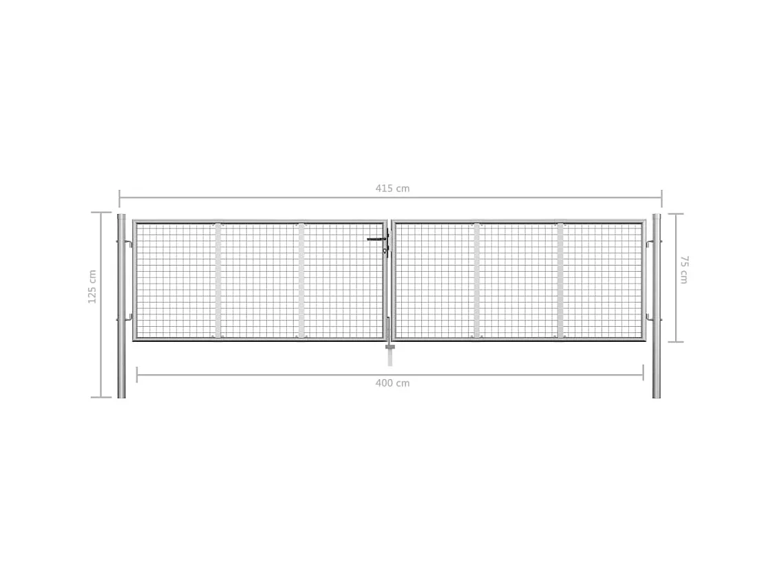 Porte de jardin Acier galvanisé 415x125 Argenté