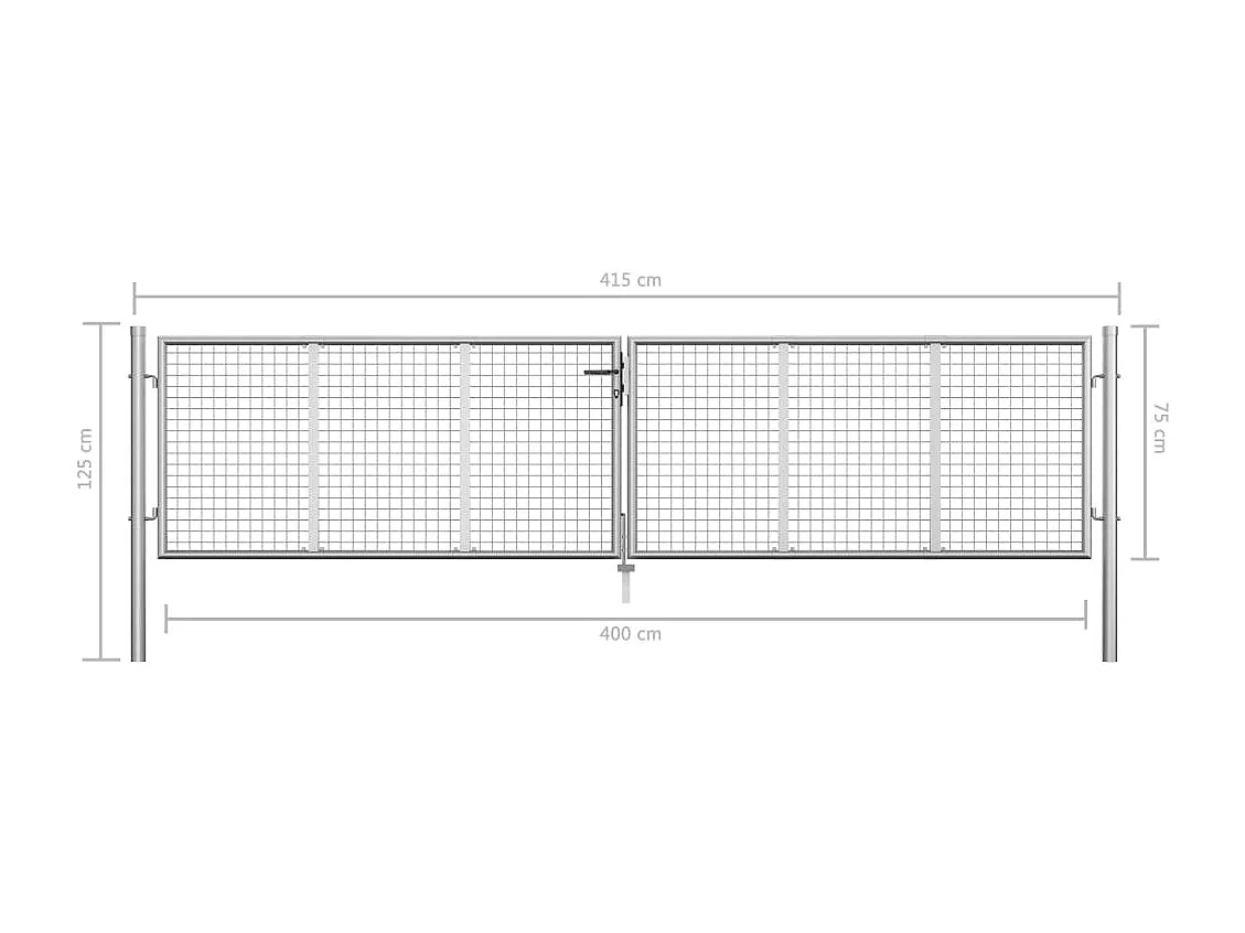Porte de jardin Acier galvanisé 415x125 Argenté