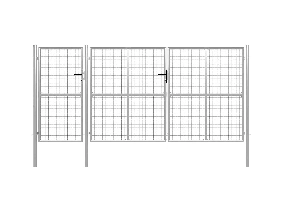 Portail de jardin Acier 400x150 Argenté