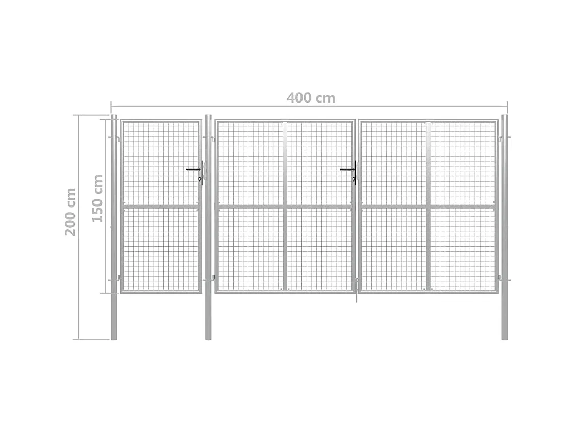 Portail de jardin Acier 400x150 Argenté